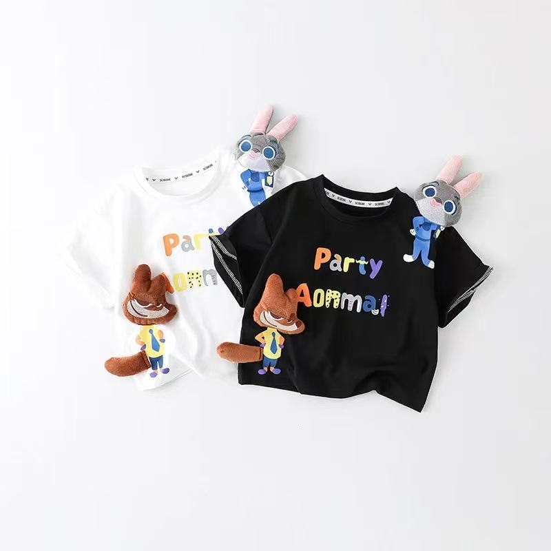 2026 nyár gyerekeknek 100% pamut 3D figura mintás rövid ujjú T-shirt, kényelmes mindennapi viselet