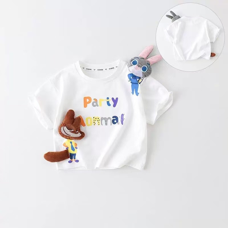 2026 nyár gyerekeknek 100% pamut 3D figura mintás rövid ujjú T-shirt, kényelmes mindennapi viselet