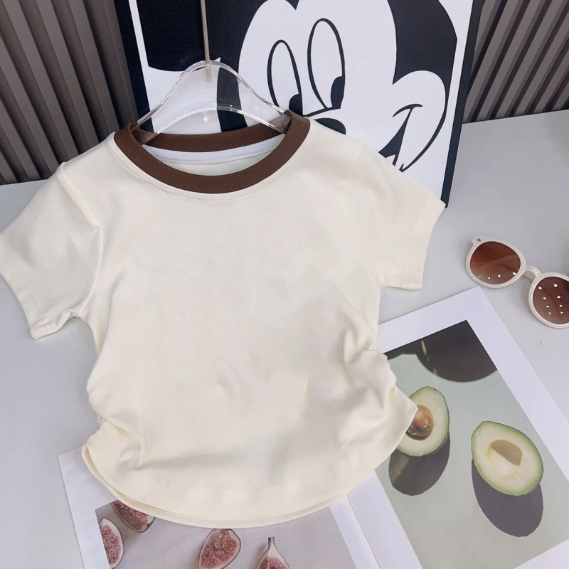 Lányok számára nyári rövid ujjú crop felső patchwork dizájnnal