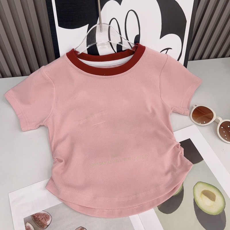 Lányok számára nyári rövid ujjú crop felső patchwork dizájnnal