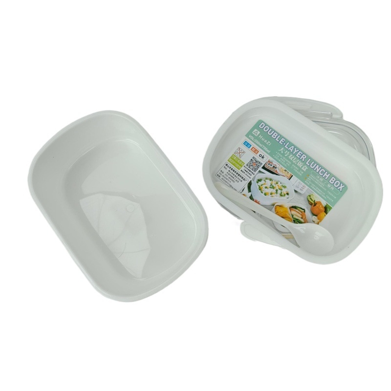 Plastična kutija za ručak, dvostruka, mikrovalno sigurna, 501–800 ml, za skladištenje i zagrijavanje, zatvorena posuda za hranu