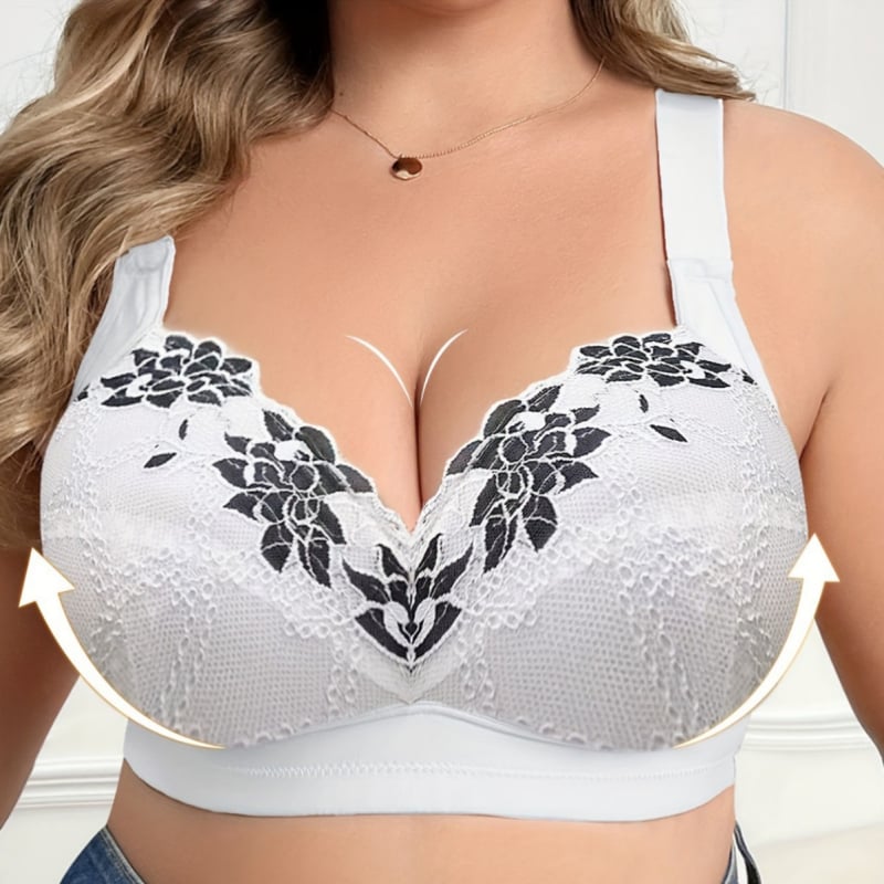 Plus-size ženski grudnjak s punim košem, izvezenim uzorkom, čvrsta potpora