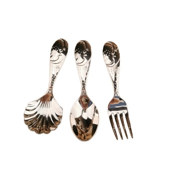 Lingură pentru copii din oțel inoxidabil 304, mâner scurt — design creativ și drăguț, set lingură și furculiță pentru prânz, compact pentru depozitare