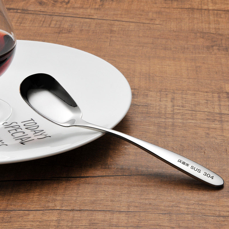 Lingură din oțel inoxidabil, cu bază plată, pentru uz casnic – lingură pentru supă și înghețată, potrivită pentru adulți și copii