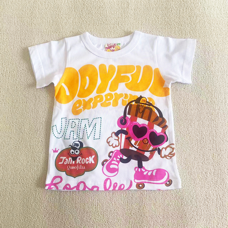 Gyerekeknek készült pamut rövid ujjú T-shirt, 2026 nyár, uniszex, fagylaltos karikatúra, 3–8 éveseknek