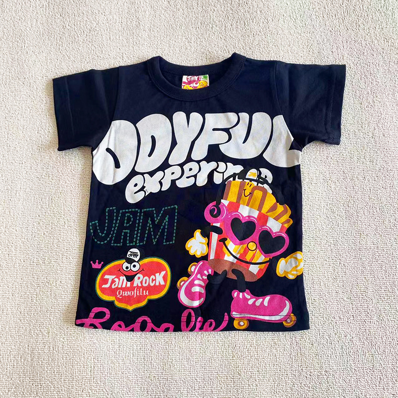 Gyerekeknek készült pamut rövid ujjú T-shirt, 2026 nyár, uniszex, fagylaltos karikatúra, 3–8 éveseknek