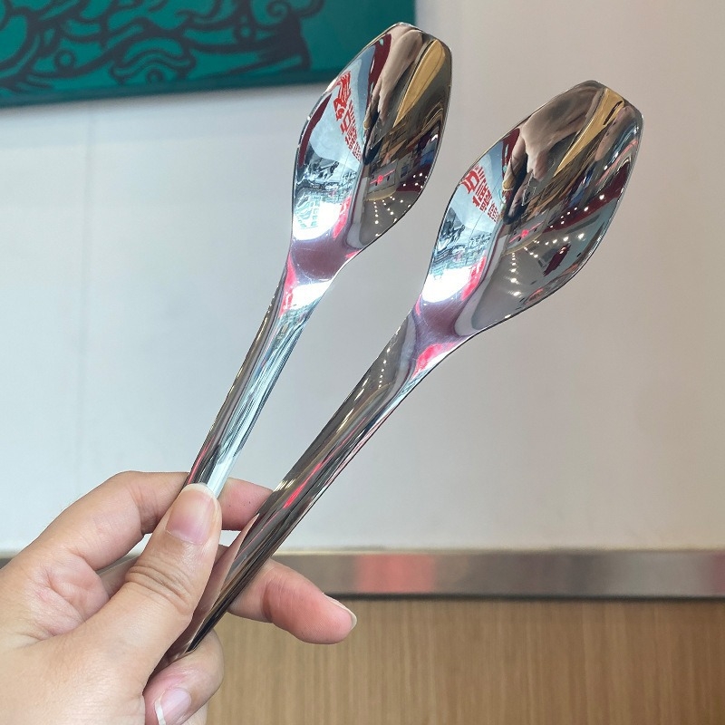 Lingură din oțel inoxidabil 304, mâner lung, pentru amestecat cafea, lingură de desert cu bază plată, design minimalist modern