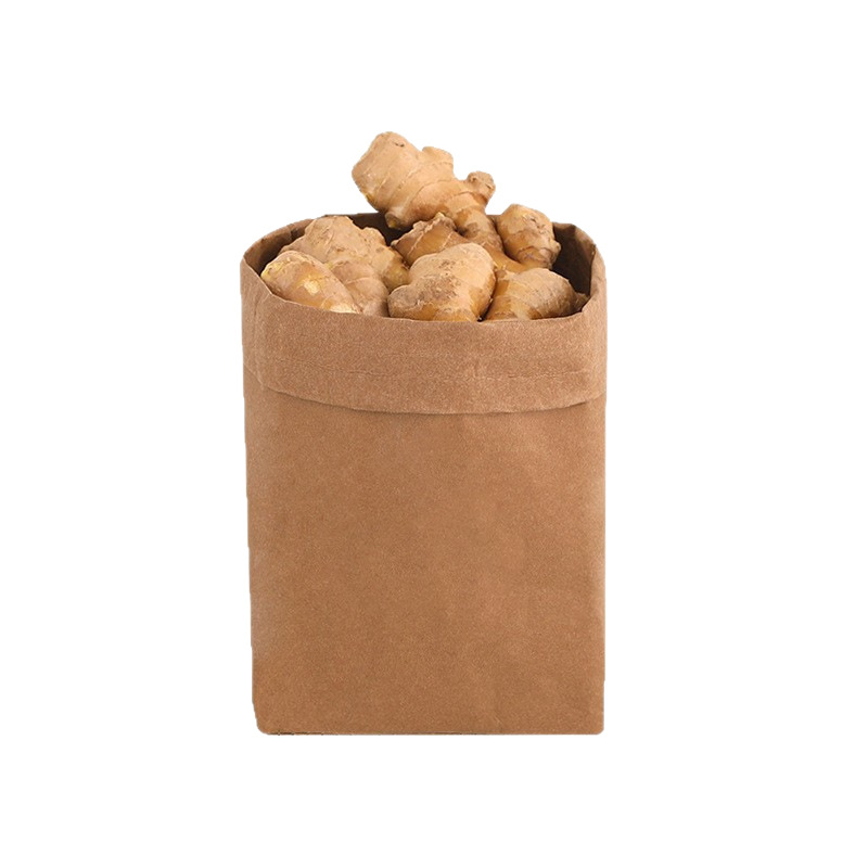 Geantă de depozitare lavabilă din hârtie kraft – pentru bucătărie și frigider, depozitare de alimente și legume, utilizare multiplă
