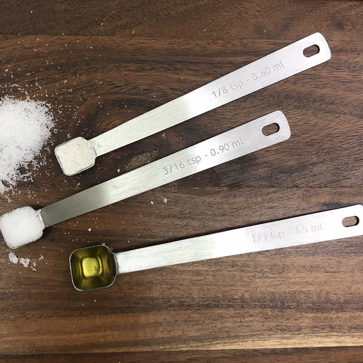 Set de 5 linguri de măsurare mini, din oțel inoxidabil, pătrate, pentru gătit