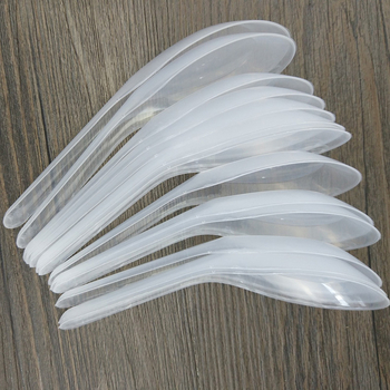 Lingură de unică folosință S103, din plastic transparent, îngroșată, pentru mâncare chineză la pachet