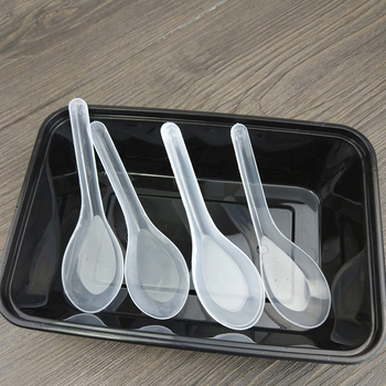 Lingură de unică folosință S103, din plastic transparent, îngroșată, pentru mâncare chineză la pachet