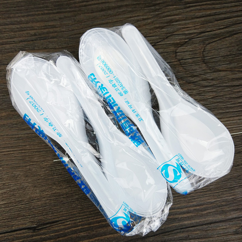 Lingură de unică folosință S103, din plastic transparent, îngroșată, pentru mâncare chineză la pachet