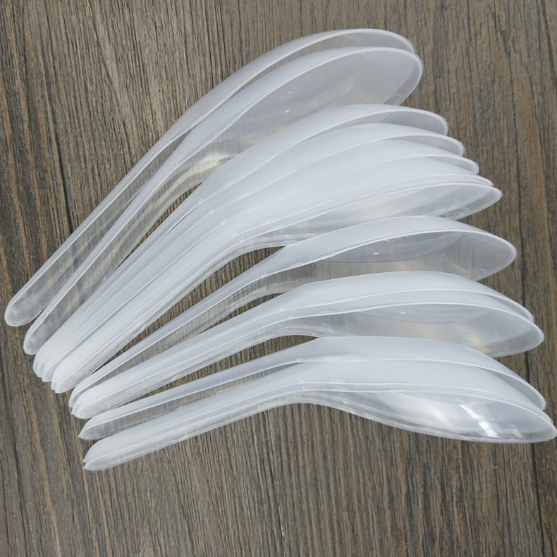 Lingură de unică folosință S103, din plastic transparent, îngroșată, pentru mâncare chineză la pachet