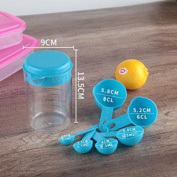 Set de 7 piese linguri și cupe măsurătoare din plastic, cu scară, 500 ml, pentru bucătărie și măsurarea făinii