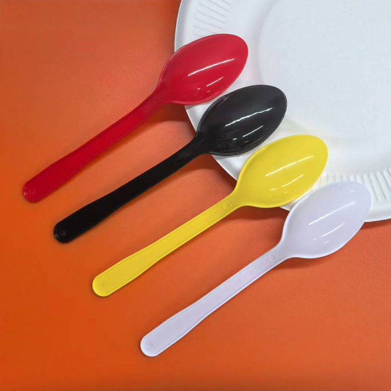Lingură groasă de desert, de unică folosință, din plastic, pentru budincă și terci, tacâmuri practice pentru a lua la pachet
