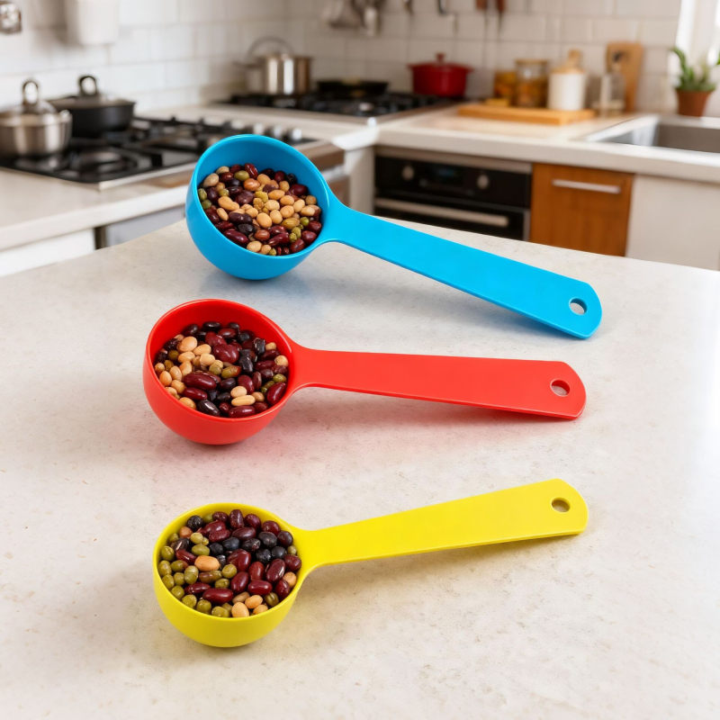 Lingură de măsură rotundă din oțel inoxidabil, personalizată, cu scară de măsurare pentru cofetărie, gătit, asezonare și măsurare pulberi nutritive.