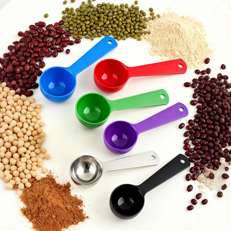 Lingură de măsură rotundă din oțel inoxidabil, personalizată, cu scară de măsurare pentru cofetărie, gătit, asezonare și măsurare pulberi nutritive.