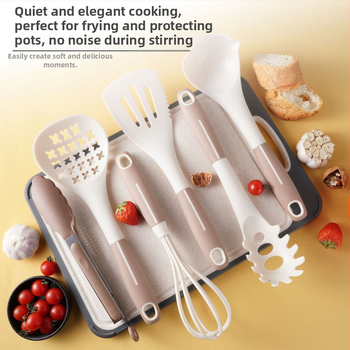 Set de ustensile de bucătărie cu spatule silicon-nylon și linguri, antiaderent, rezistente la temperaturi înalte, de calitate alimentară