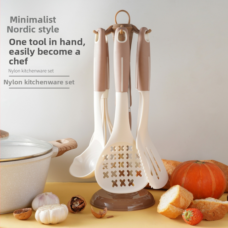 Set de ustensile de bucătărie cu spatule silicon-nylon și linguri, antiaderent, rezistente la temperaturi înalte, de calitate alimentară