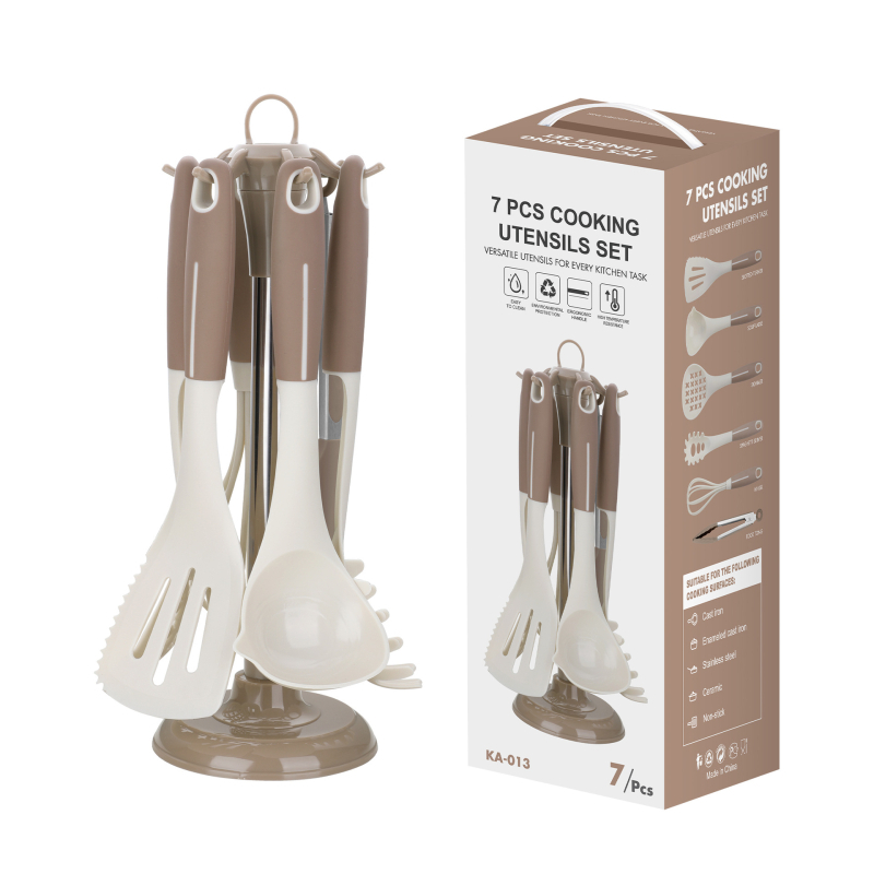 Set de ustensile de bucătărie cu spatule silicon-nylon și linguri, antiaderent, rezistente la temperaturi înalte, de calitate alimentară