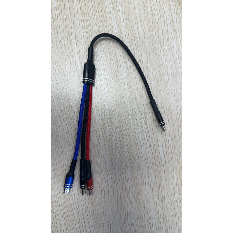 Pleteni kabel za brzo punjenje 6A s tri izlaza, 3-u-1 za Android, Type-C i Apple PD