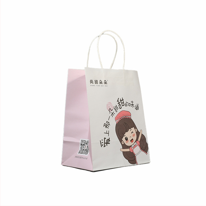 Genți din hârtie Kraft personalizate și genți de mână, Cadouri de Anul Nou, pentru ceai cu lapte, cafea, brutărie, ambalare pentru take-away, genți-suvenire personalizate