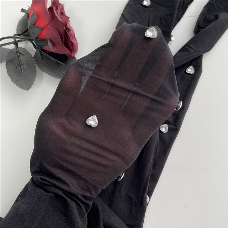 Niche ručno izrađene čarape od baršuna s dijamantima za žene, prilagodljiva duljina