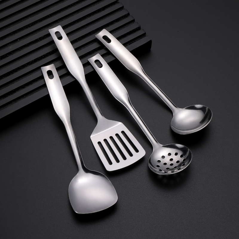 Set personalizat de ustensile de bucătărie din oțel inoxidabil 304 — spatulă, lingură cu găuri, lingură de strecurare, lingură de supă