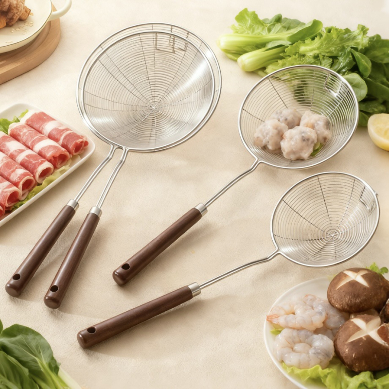 Lingură-sită mare din oțel inoxidabil 316L, pentru gătit – pentru găluște, tăiței, hot pot cu vită și prăjit