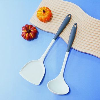 Xin'an set silicon bucătărie: silicon de calitate alimentară, rezistent la temperaturi înalte, două nuanțe gri-alb, toate într-un singur set: spatulă, lingură de supă și lingură de sită.