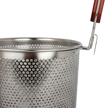 Filtru din oțel inoxidabil cu plasă, mâner din lemn, pentru prăjit și hot pot