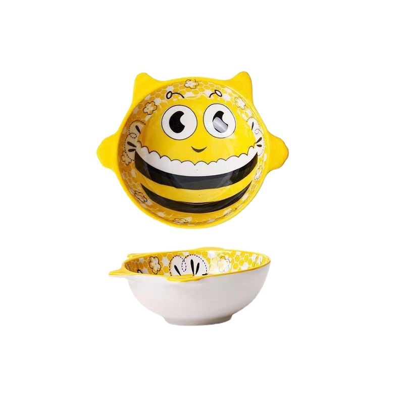 Bol porțelan mic, design desen animat, rotund, pictat manual