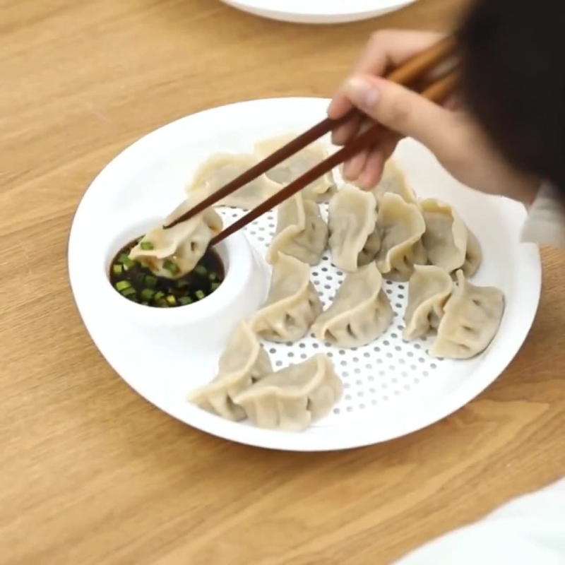 Farfurie dublă pentru gyoza cu recipient pentru oțet și tavă de scurgere