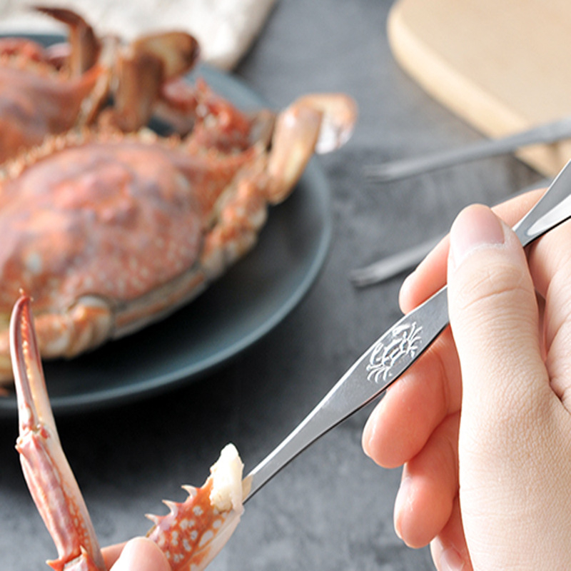 Unelte pentru crab din oțel inoxidabil 304, pentru uz casnic: ac pentru crab, furculiță pentru crab, crăpător pentru crab, clemă pentru crab, furculiță pentru fructe de mare
