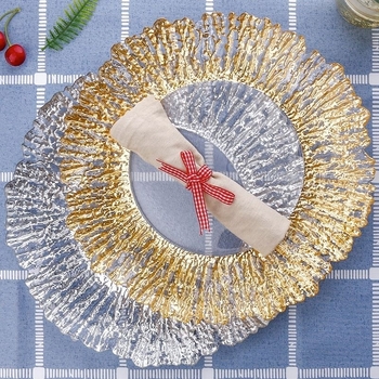 Nordic stílusú gyümölcstál arany- és ezüstszélű, fa mintával, modern minimalist műanyag lapos tál, átmérő 18–19 cm