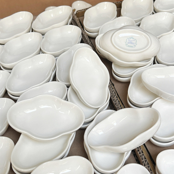 Porțelan alb Dehua, vas ceramic pentru sosuri, formă neregulată