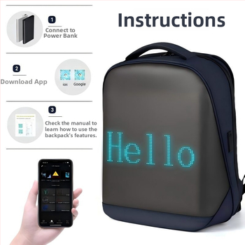 Kawichi ruksak s LED zaslonom, vodootporan, kapacitet do 20 L, za 14-inčni laptop, gradski stil, unisex