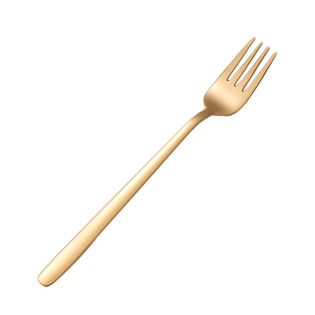 Furculiță din oțel inoxidabil 304, mâner lung, stil coreean, finisaj auriu, pentru hoteluri și restaurante, potrivită pentru ramen, salate și fructe