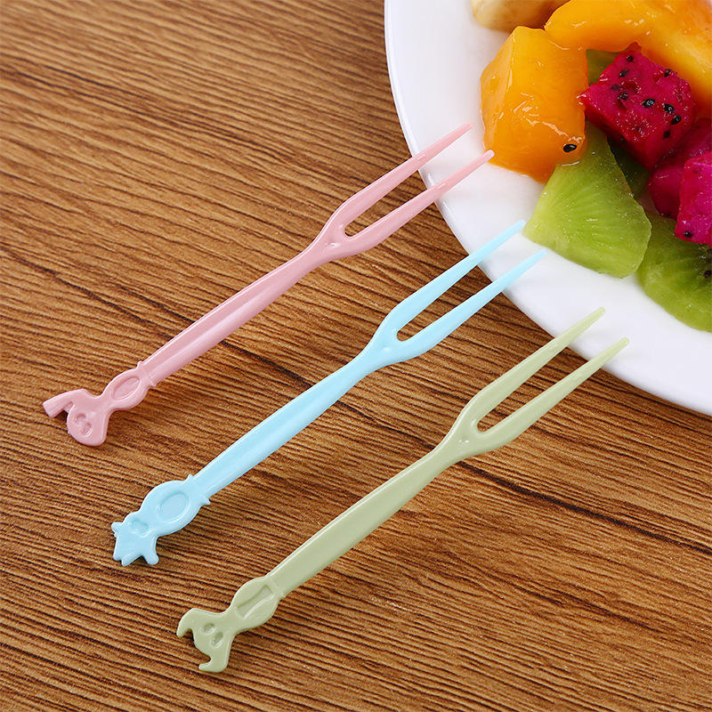 Furculițe de fructe din plastic, de unică folosință, cu două dinți, 50 buc./cutie