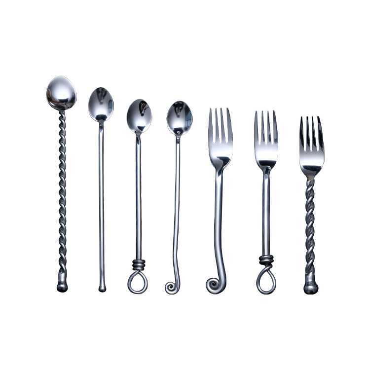 Set tacâmuri din oțel inoxidabil 304 – tacâmuri portabile pentru cafea și desert (cuțit, furculiță și lingură)