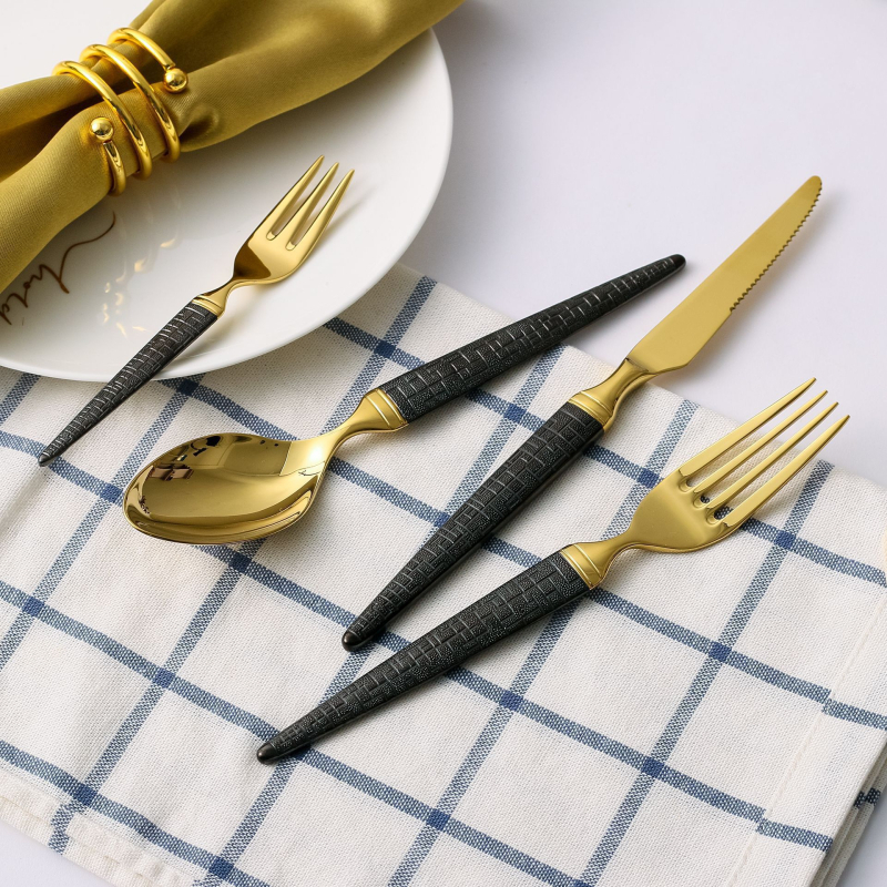 Nr. 1 set tacâmuri în stil britanic pentru bucătărie occidentală: cuțit pentru steak, furculiță și lingură, oțel inox 304, cadou pentru restaurant, lux discret
