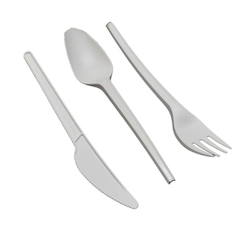 Set tacâmuri de unică folosință: cuțit, furculiță și lingură, 6,5 inci, PLA biodegradabil, ecologic