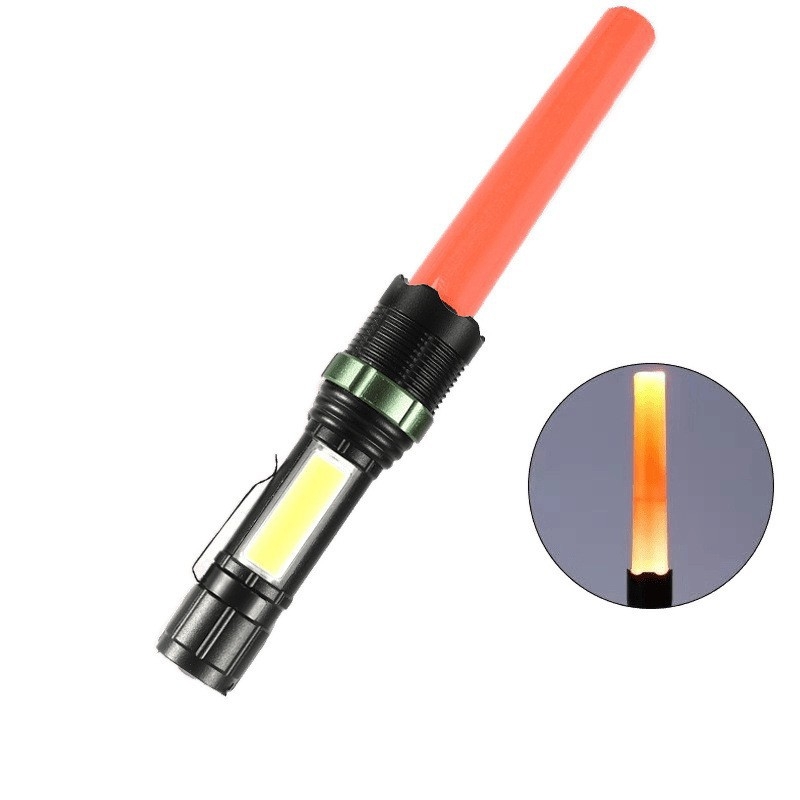 Lanternă USB reîncărcabilă, lumină puternică LED roșie pentru trafic și semnalizare, bețișor fluorescent pentru atmosferă