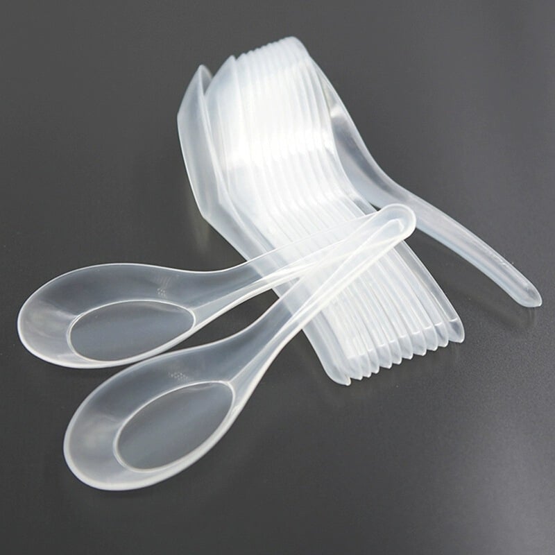 Lingură de unică folosință din plastic, transparentă, pentru takeaway și picnic în aer liber