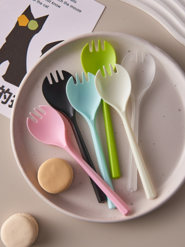 Lingură și furculiță de unică folosință din plastic, cu suprafață mată, mai groase, ambalate individual