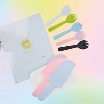 Set tacâmuri de unică folosință pentru tort de ziua de naștere, farfurii și furculițe din plastic, pentru uz casnic, ambalate individual