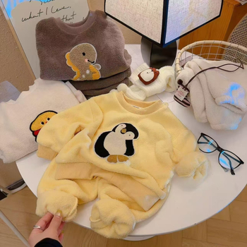 Gyerekeknek készült fleece-pizsama szett ősz-tél szezonra, meleg külső ruházat, uniszex