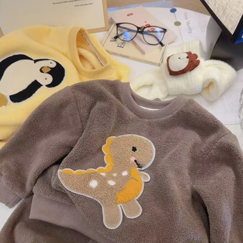 Gyerekeknek készült fleece-pizsama szett ősz-tél szezonra, meleg külső ruházat, uniszex