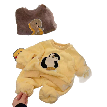 Gyerekeknek készült fleece-pizsama szett ősz-tél szezonra, meleg külső ruházat, uniszex