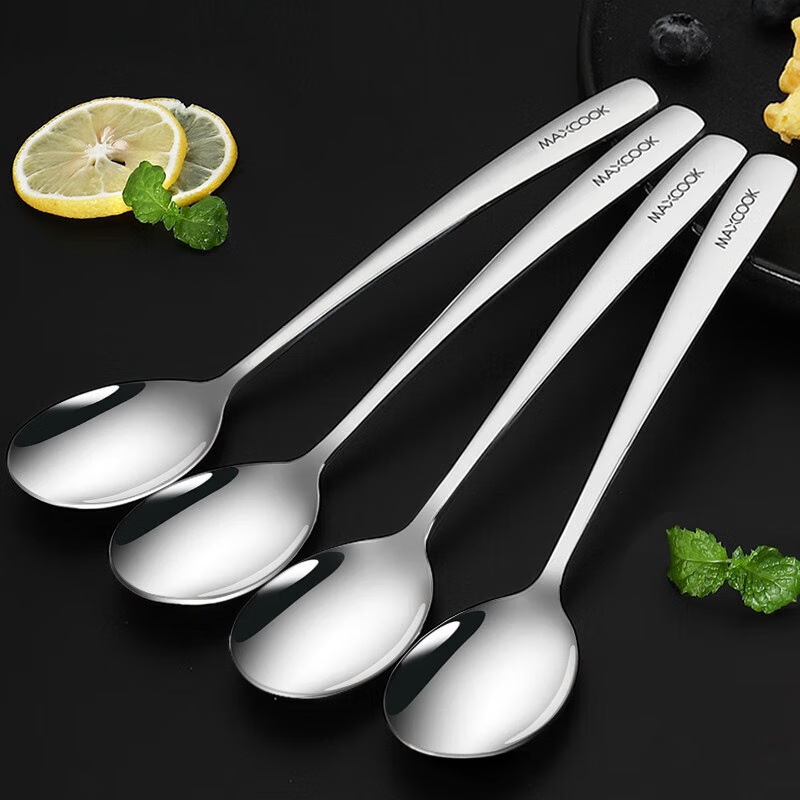Set de 4 linguri din oțel inoxidabil 304, groase, cu bază rotundă